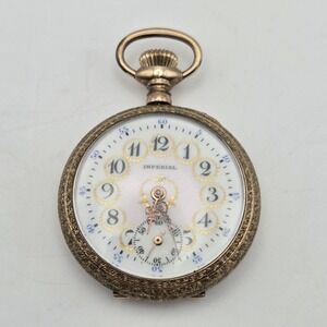 Vintage Swiss Buren Imperial 7 Jewels Gold Tone 2 Adjustments Pocket Watch